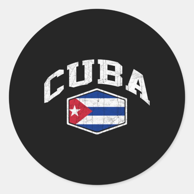 Pegatina Redonda Bandera de Cuba lanzada (Anverso)