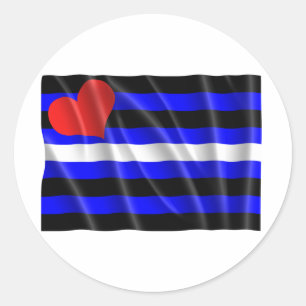 PEGATINA REDONDA BANDERA DE CUERO ONDULADA