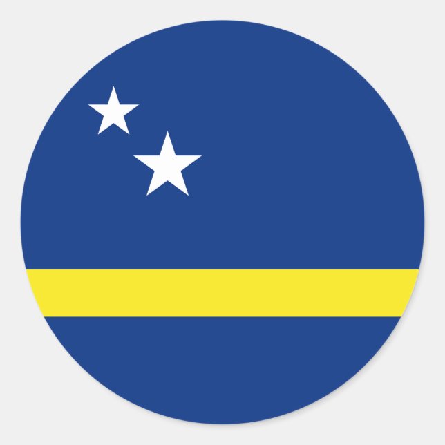 Pegatina Redonda Bandera de Curacao (Anverso)