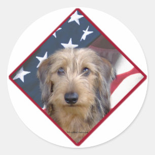 Pegatina Redonda Bandera de Dachshund 2