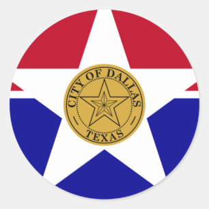 Pegatina Redonda Bandera de Dallas
