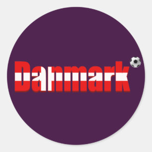 Pegatina Redonda Bandera de Dinamarca Logo de fútbol fudbold