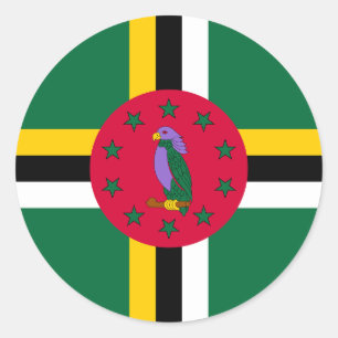Pegatina Redonda Bandera de Dominica
