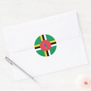 Pegatina Redonda Bandera de Dominica