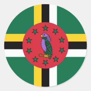 Pegatina Redonda Bandera de Dominica