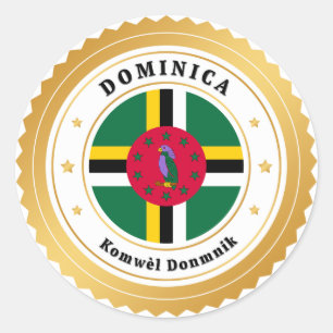 Pegatina Redonda Bandera de Dominica