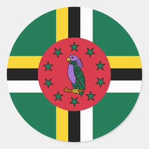 Pegatina Redonda Bandera de Dominica