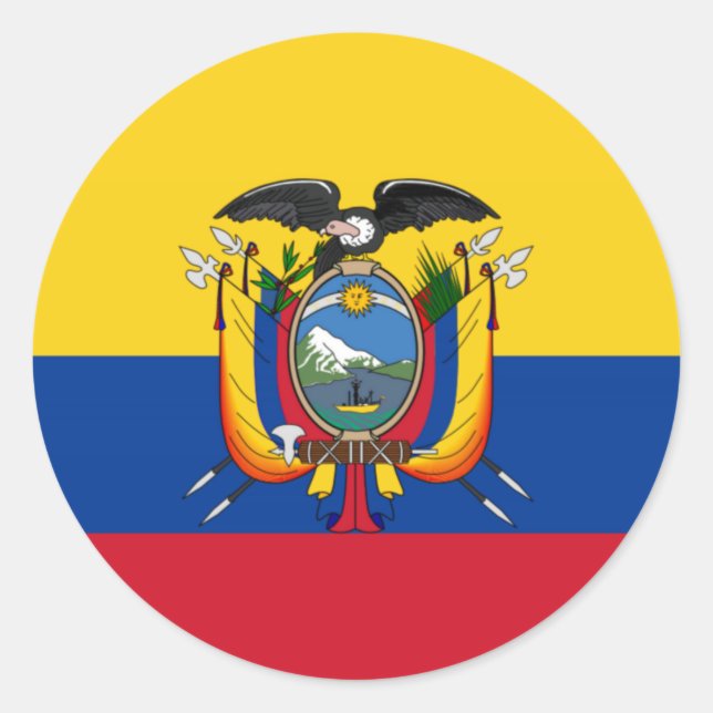 Pegatina Redonda Bandera de Ecuador (Anverso)