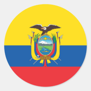 Pegatina Redonda Bandera de Ecuador