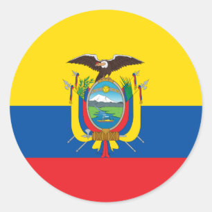 Pegatina Redonda Bandera de Ecuador