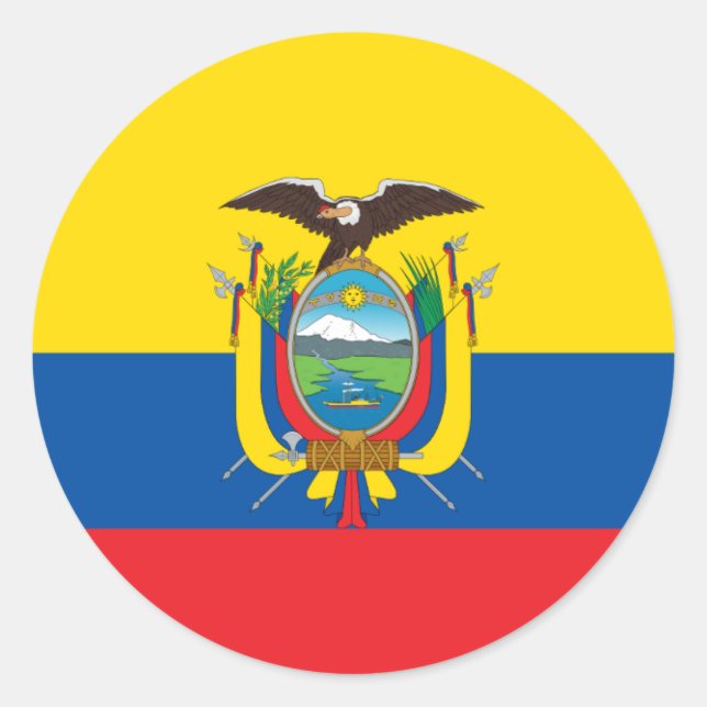 Pegatina Redonda Bandera de Ecuador - Bandera de Ecuador (Anverso)