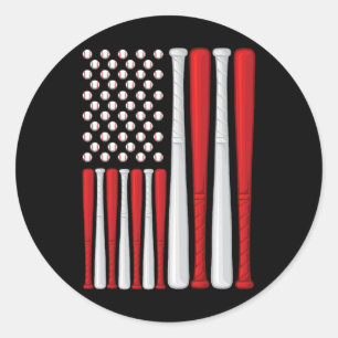 Pegatina Redonda Bandera de EE. UU. - Bandera de béisbol americana