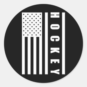 Pegatina Redonda Bandera De Ee. Uu. Deporte Portero Jugador De Hock