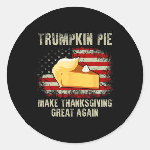 Pegatina Redonda Bandera De Ee.Uu. Vintage Trumpkin Pie Hizo Acción