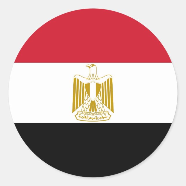 Pegatina Redonda Bandera de Egipto (Anverso)