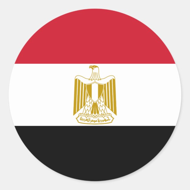 Pegatina Redonda Bandera de Egipto (Anverso)