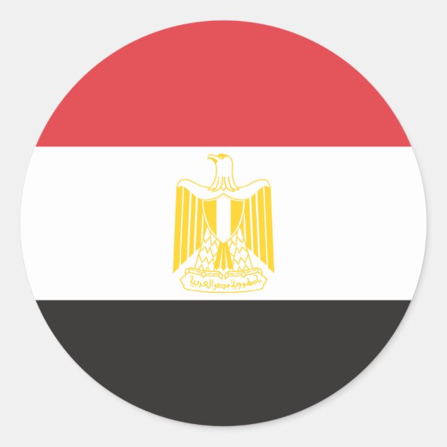 Pegatina Redonda Bandera de Egipto (Anverso)