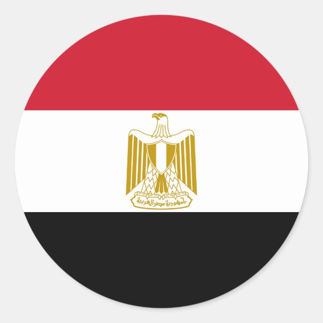 Pegatina Redonda Bandera de Egipto (Anverso)