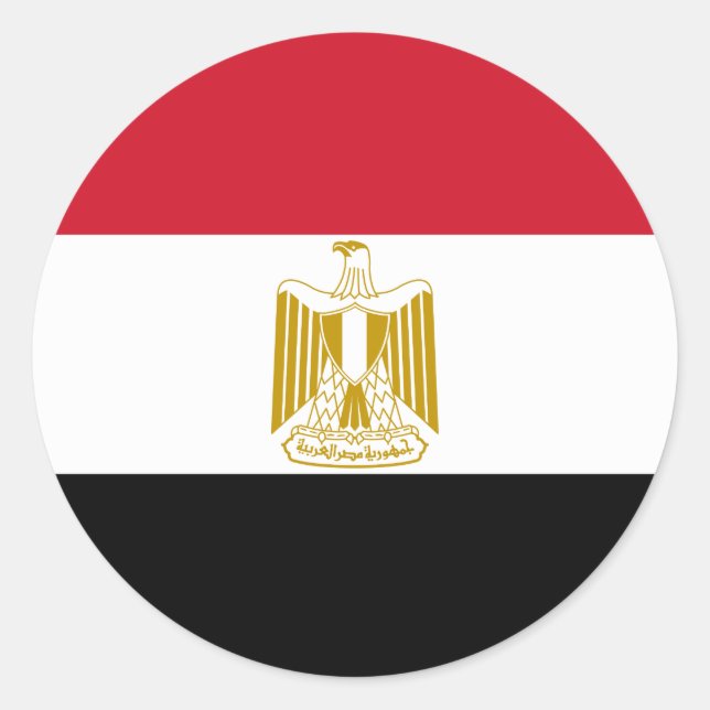 Pegatina Redonda Bandera de Egipto (Egipto) (Anverso)