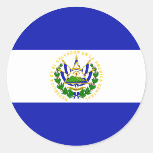 Pegatina Redonda Bandera de El Salvador.