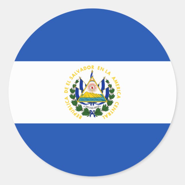 Pegatina Redonda Bandera de El Salvador (Anverso)