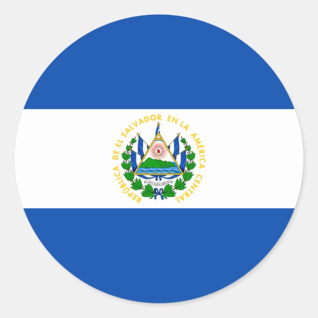 Pegatina Redonda Bandera de El Salvador (Anverso)