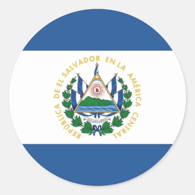 Pegatina Redonda Bandera de El Salvador (Anverso)