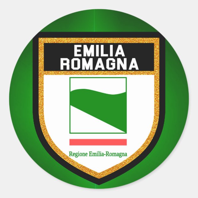 Pegatina Redonda Bandera de Emilia-Romagna (Anverso)