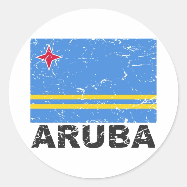 Pegatina Redonda Bandera de época de Aruba (Anverso)