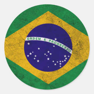 Pegatina Redonda Bandera de época de Brasil