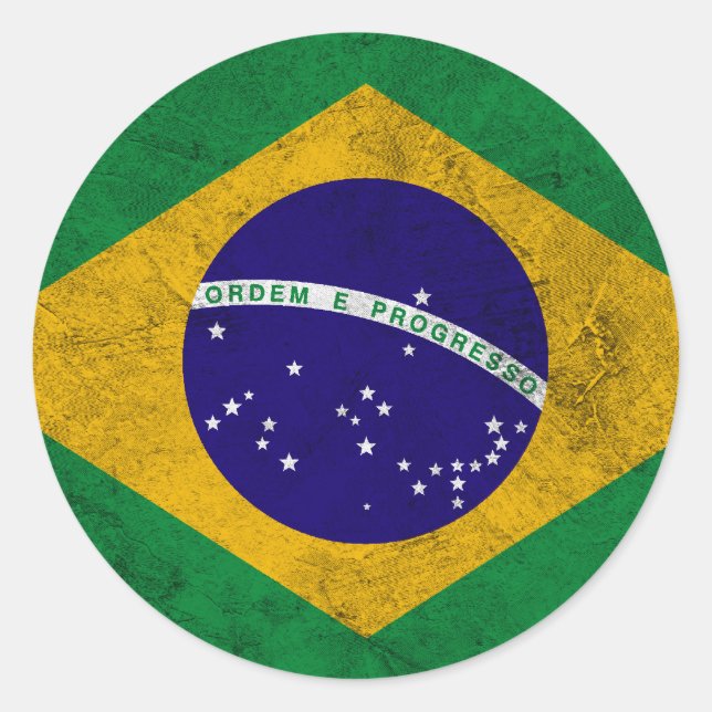 Pegatina Redonda Bandera de época de Brasil (Anverso)