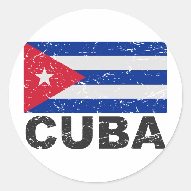 Pegatina Redonda Bandera de época de Cuba (Anverso)