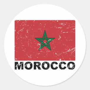Pegatina Redonda Bandera de época de Marruecos
