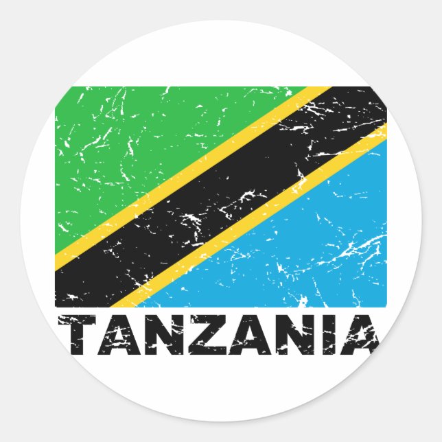Pegatina Redonda Bandera de época de Tanzania (Anverso)