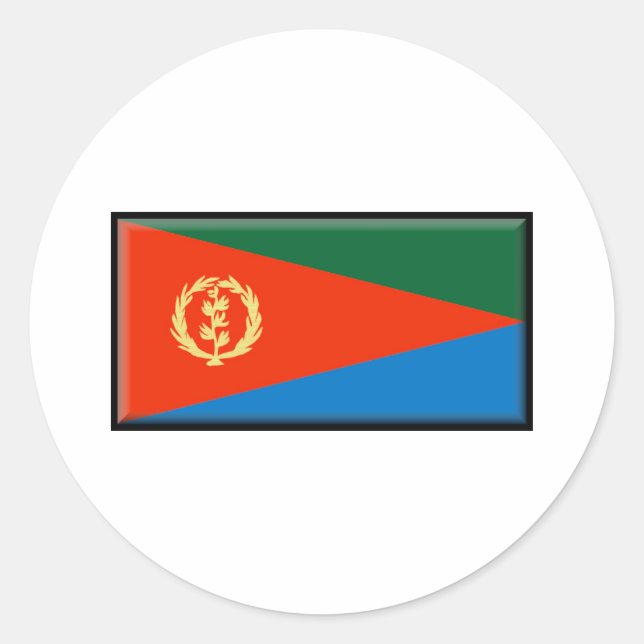 Pegatina Redonda Bandera de Eritrea (Anverso)