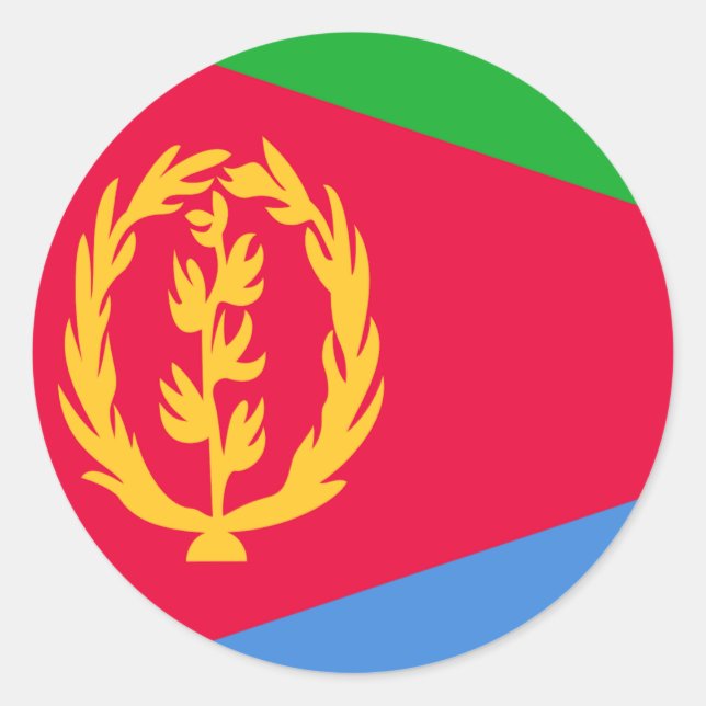 Pegatina Redonda Bandera de Eritrea (Anverso)
