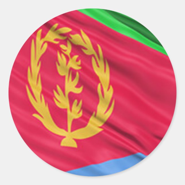 Pegatina Redonda Bandera de Eritrea (Anverso)