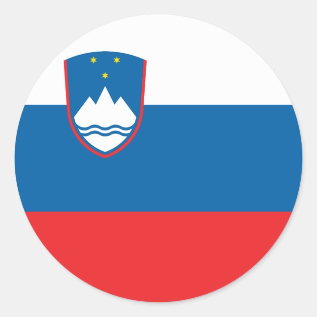 Pegatina Redonda Bandera de Eslovenia (Anverso)
