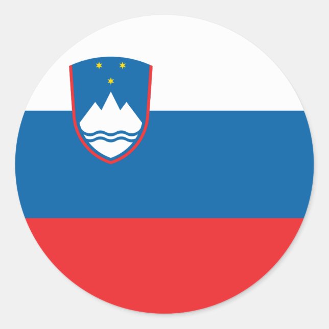 Pegatina Redonda Bandera de Eslovenia (Anverso)