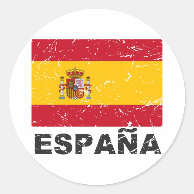 Pegatina Redonda Bandera de España de época (Anverso)