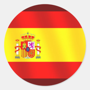 Pegatina Redonda Bandera de España para españoles en todo el mundo