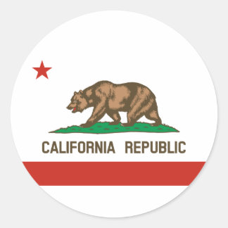 Pegatina Redonda Bandera de estado de California