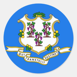 Pegatina Redonda Bandera de estado de Connecticut