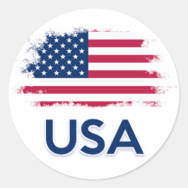 Pegatina Redonda Bandera de Estados Unidos