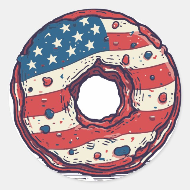Pegatina Redonda Bandera 🍩 de Estados Unidos (Anverso)