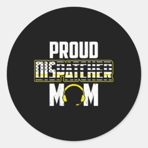 Pegatina Redonda Bandera De Estados Unidos 911 Dispatcher Mom 4 De