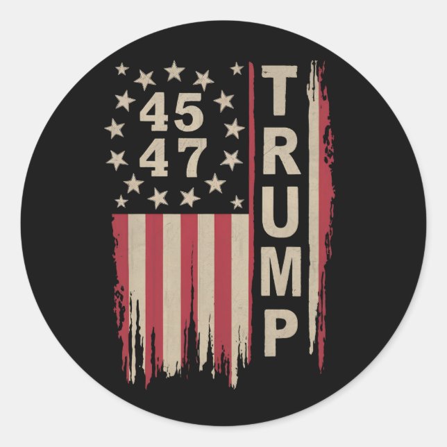 Pegatina Redonda Bandera de Estados Unidos de la época retro de cos (Anverso)