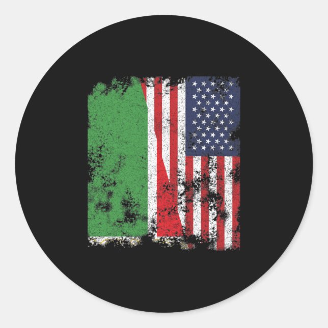 Pegatina Redonda Bandera de Estados Unidos de la República Chechena (Anverso)