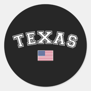 Pegatina Redonda Bandera de Estados Unidos de Texas
