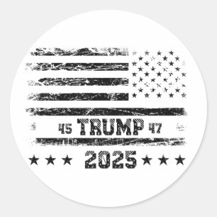 Pegatina Redonda Bandera de Estados Unidos. Donald Trump.